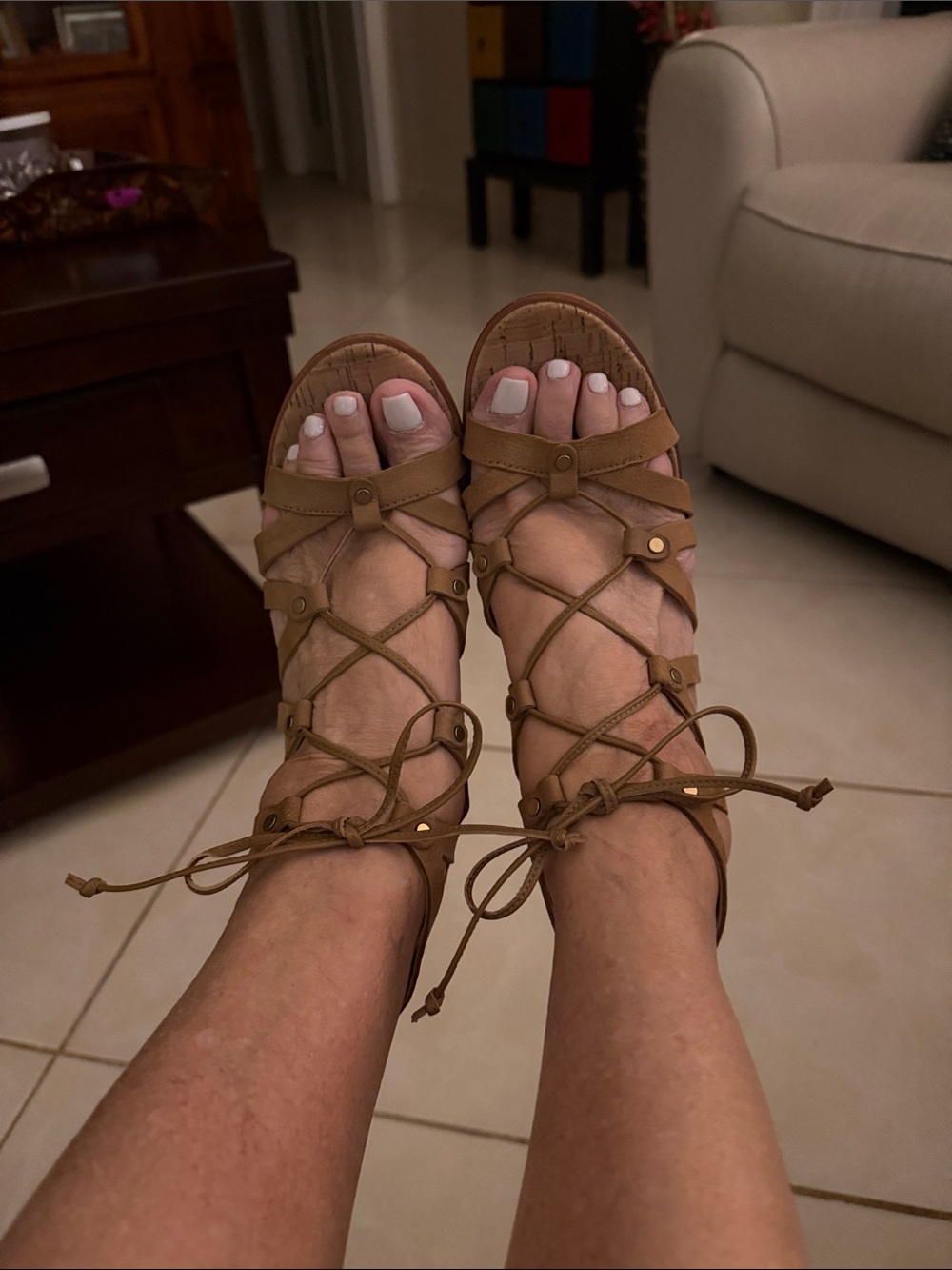 Women's Tan Lace-Up Gladiator Sandals